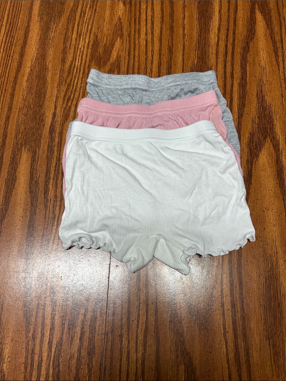 Women's Ribbed Lounge Shorts - White, Pink & Gray